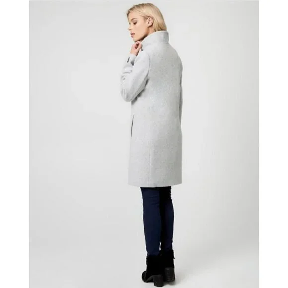 Le Chateau Wool Blend Funnel Neck Asymmetrical Grey Coat Size XXL - Picture 2 of 9